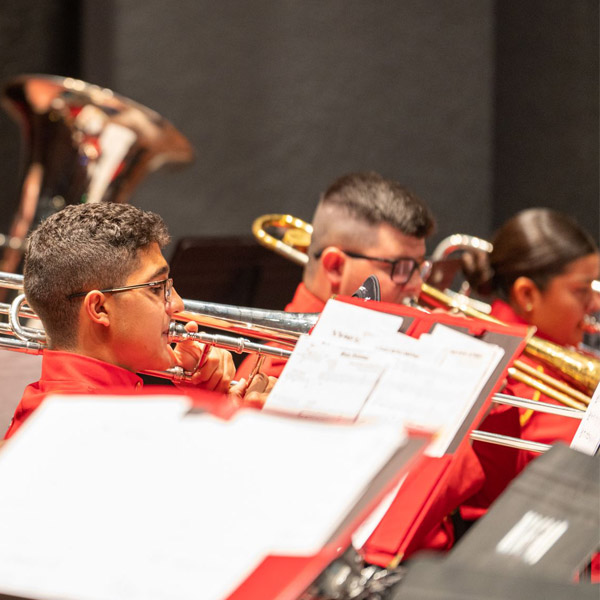 Students playing in the band