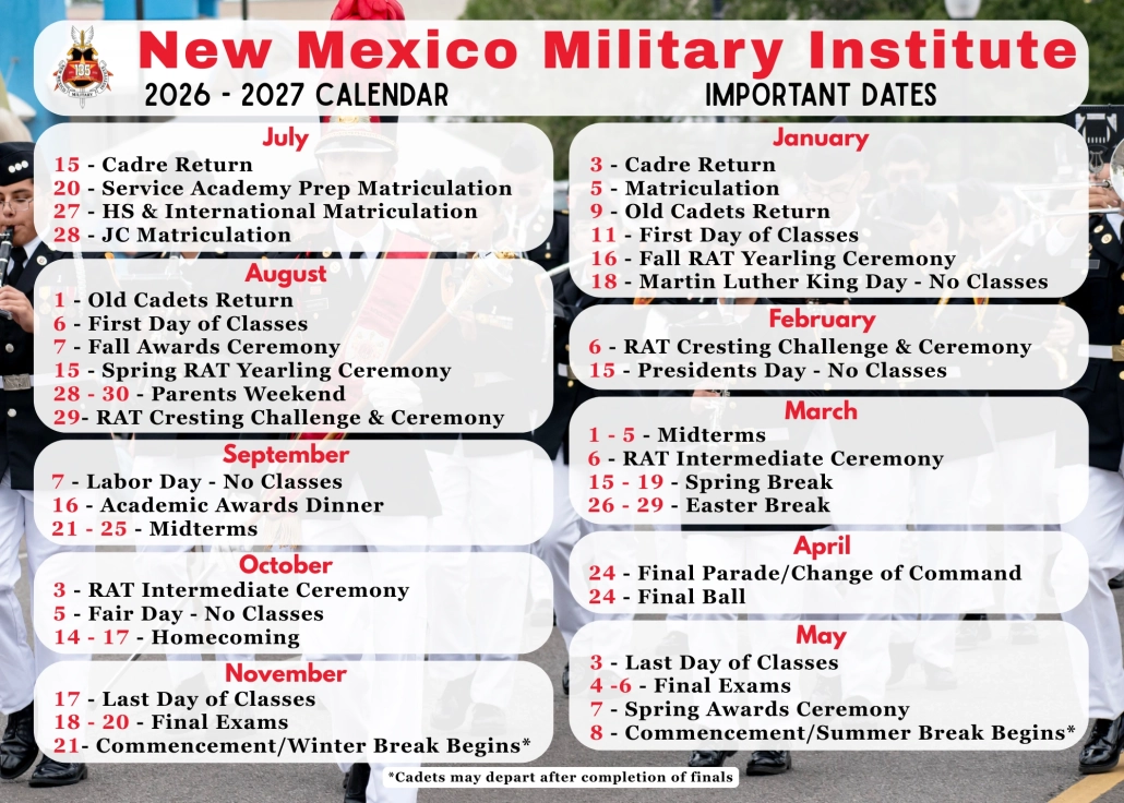 2026 - 2027 Important Dates